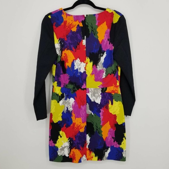 Kate Spade Saturday Color Splash Mini Sheath Dress 4 Cotton Abstract Art to Wear - Picture 2 of 9
